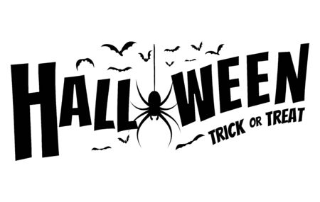 Happy Halloween text banner on white background, Vectorのイラスト素材