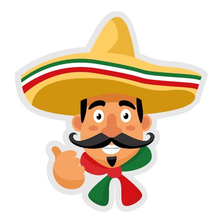 Cute cartoon Mexican chef thumbs up, Vector Illustrationのイラスト素材