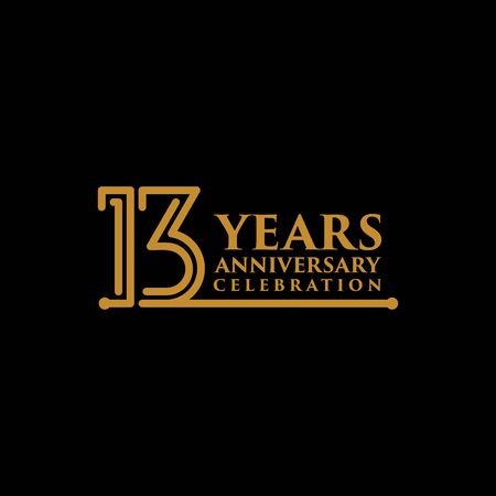 13 th anniversary line style design logo vector element on a white background, a vector design for celebrations, invitation cards and greeting cards.のイラスト素材