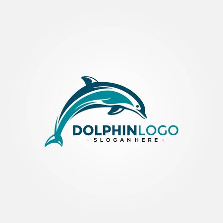 Dolphin Logo Template Vector. Dolphin jumping logo design concept.のイラスト素材