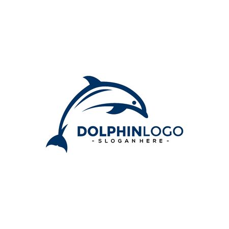 Dolphin Logo Template Vector. Dolphin jumping logo design concept.のイラスト素材