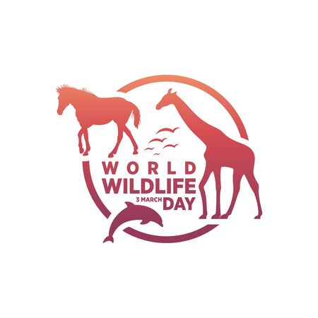 March 3, World Wildlife Day Logo Design Template. Vector Illustration.のイラスト素材