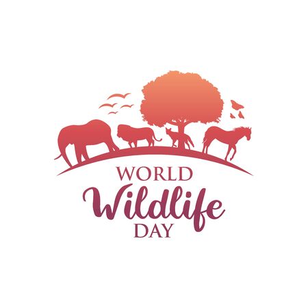 March 3, World Wildlife Day Logo Design Template. Vector Illustration.のイラスト素材