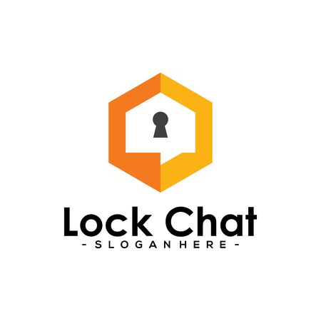Lock Chat Logo Template Design. Chat Security vector illustration.のイラスト素材