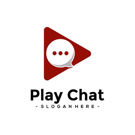 Play Chat Logo Template Design. Vector illustration.のイラスト素材
