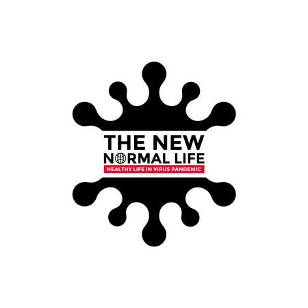 New normal words icon concept design with world globe icon for poster, banner, flyer. After the epidemic the COVID-19 virus caused the new normal life worldwide. Vector illustration.のイラスト素材