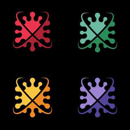 Coronavirus 2019-nCoV Bacteria Icon. Bacteria Protection logo vector. Coronavirus outbreak Stop virus. Isolated vector icon of virus on black background for poster, banner, flyer.のイラスト素材