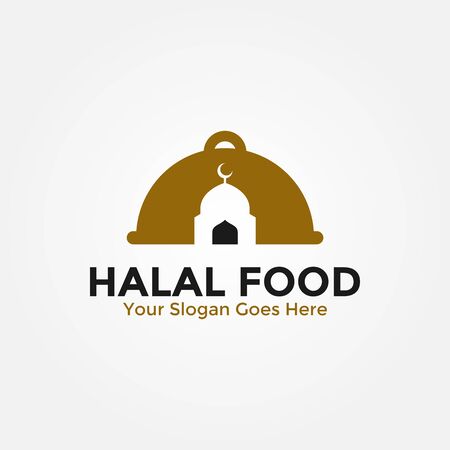 Islamic logo vector combination, creative muslim design, simple halal food logo designのイラスト素材