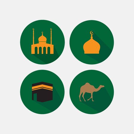 Set of Islamic sign vector. Ramadan Kareem / Eid Mubarak symbol icon design illustration.のイラスト素材
