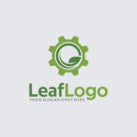Green leaf icon eco logo vector design minimalist template element. Design Garden, Plant, Nature and Ecology vector logo.のイラスト素材