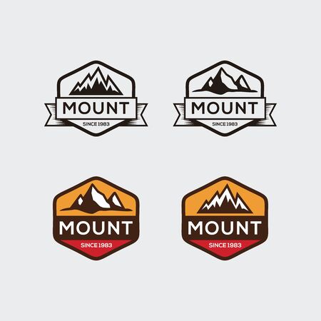 Set of vintage mountain logo vector, icon, symbol, illustration design templateのイラスト素材