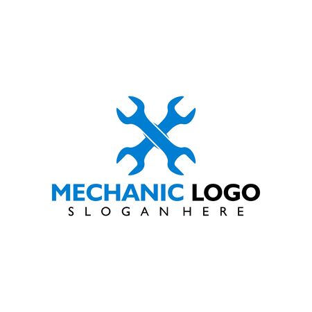 Mechanic logo vector illustration. Isolated on white background.のイラスト素材