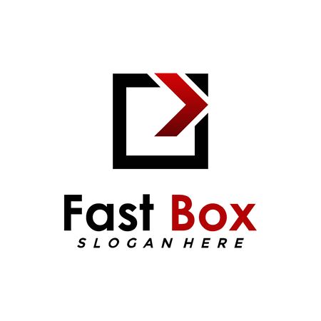 Fast Box Logo Vector. Speed Moving Box Logotype. Delivery and logistic logo design concept.のイラスト素材
