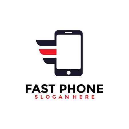 Mobile Phone Logo Vector. Fast Phone Logo Design Template.のイラスト素材
