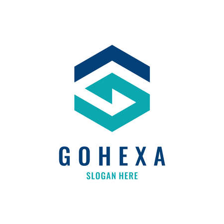 Abstract hexagon logo vector. Cube logo. Creative geometric logo design concept.のイラスト素材