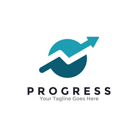 Progress Logo Template Design. Business marketing finance logo. Vector illustration of arrow up sign for growth and success concept.のイラスト素材
