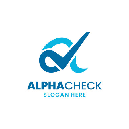 Alpha Check Logo Template Design. Creative greek letter emblem.のイラスト素材