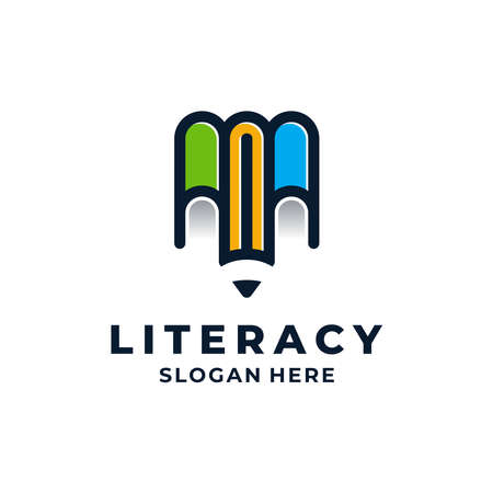 Literacy Logo Template Design. Vector illustrationのイラスト素材