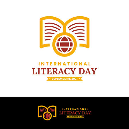 September 8, International Literacy Day Logo Design Template. Vector illustrationのイラスト素材