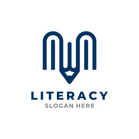 Literacy Logo Template Design. Vector illustrationのイラスト素材