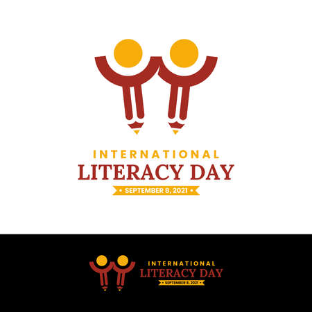 September 8, International Literacy Day Logo Design Template. Vector illustrationのイラスト素材