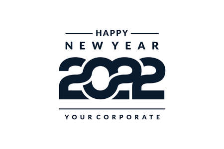 2022 new year logo template. Abstract numbers in minimalism style. Design for brochure, greeting card, calendar, etc.のイラスト素材