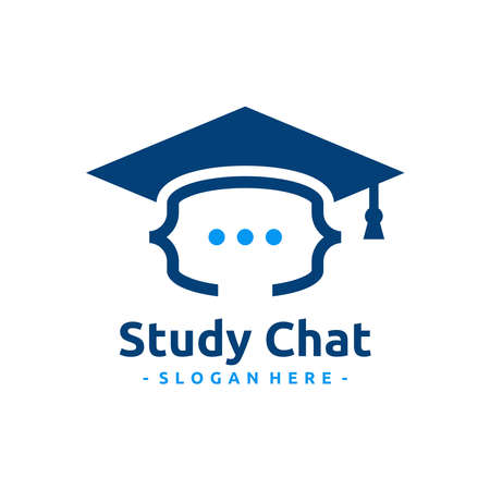 Graduate hat and code bubble chat logo vectorのイラスト素材