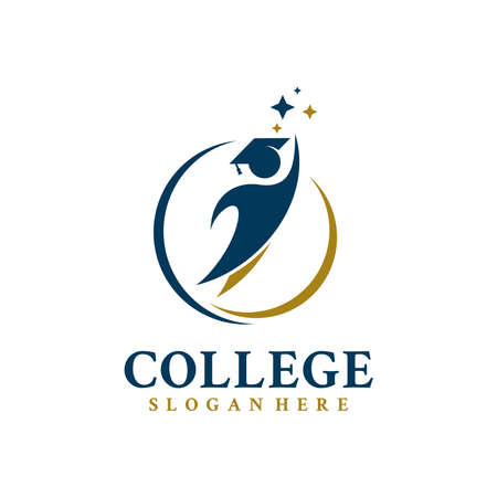 Graduate hat and college student logo vector. Education logo template design concept.のイラスト素材