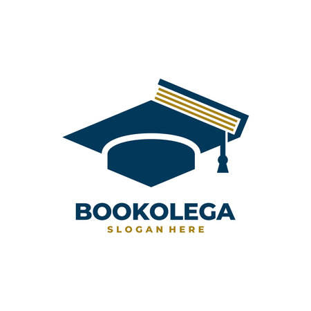 Graduate hat and book logo vector Educational academic logo template design concept.のイラスト素材