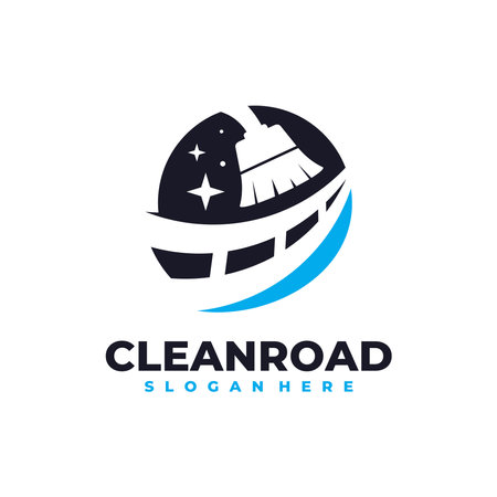 Road cleaning logo vector. Cleaning service business logo template design concept.のイラスト素材