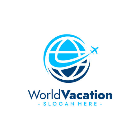 World Vacation Logo. Travel agency and aviation design. Vector illustrationのイラスト素材