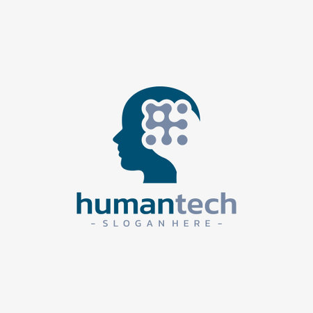 Human tech logo design vector. Smart people symbol template.のイラスト素材