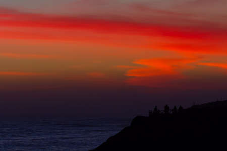 Colorful sunset at Pacific Ocean near Santa Cruz, California