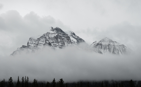 Canadian Rocky Mountains Rising Above the Cloudsの写真素材