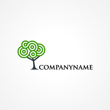 Green tree photography template. Clean and modern style on white backgroundのイラスト素材