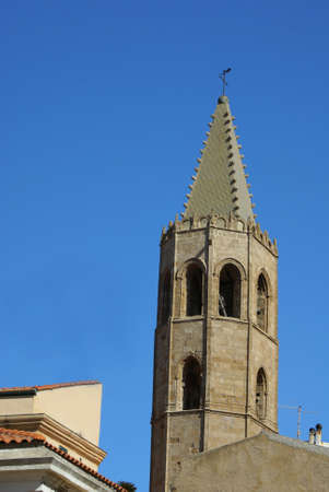Belltower of Church in Alghero - Sardinia Italy   の写真素材