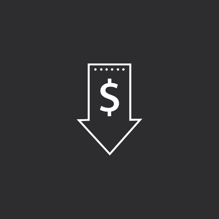 Outline Low Price Icon isolated on grey background. Modern simple flat symbol for web site design, app, UI. Editable stroke.のイラスト素材