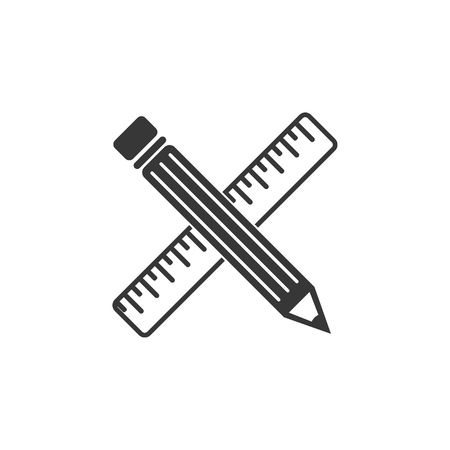 Pencil and ruler icon.のイラスト素材