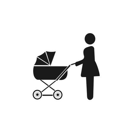 stroller and motherのイラスト素材