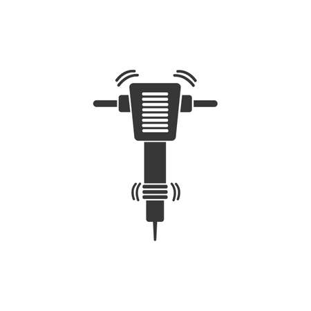 Icon of Construction jackhammer on gray background, round shadow.のイラスト素材