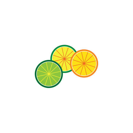 yellow lemon green lime orange red grapefruit icon fruit citrus tropical summerのイラスト素材