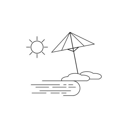 Vacation and travel concept. Umbrella, beach and the sunのイラスト素材