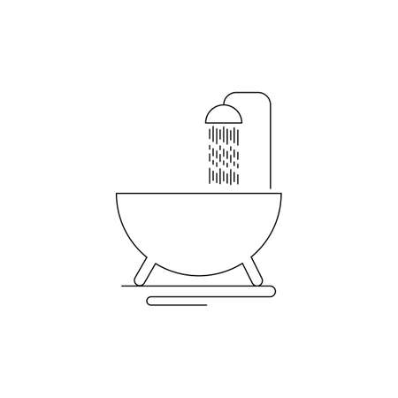 Bathtub with shower line icon.のイラスト素材