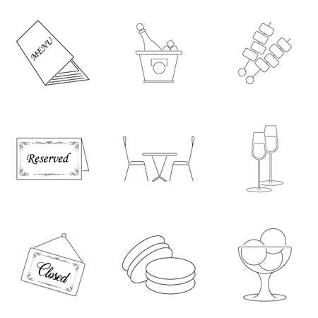 Simple Set of Restaurant Related Line Iconのイラスト素材
