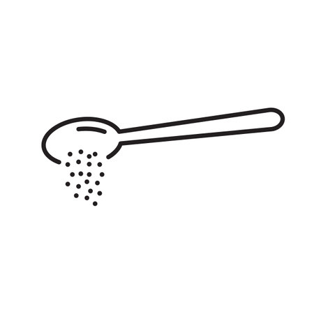 spoon sugar powder icon, add teaspoon ingredients, cooking food baking, thin line web symbol on white backgroundのイラスト素材
