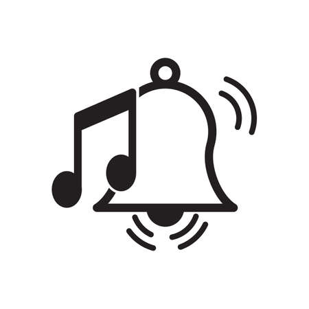 Alarm clock sound icon. Reminder bell music sign. Notification musical note symbol.のイラスト素材