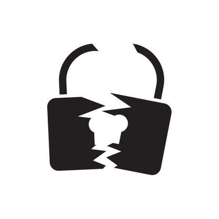 Broken padlock icon symbol security isolated on white backgroundのイラスト素材