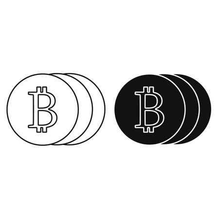 Bitcoin linear icon. Cryptocurrency. Thin line illustration. contour symbolのイラスト素材
