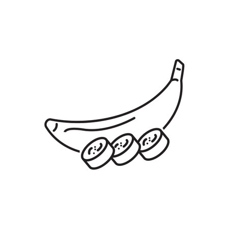 Banana and slices color line icon. tropical fruit Pictogram for web page, mobile app, promo.のイラスト素材