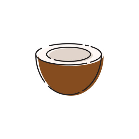 Coconut flat icon, flat design of tropical exotic fruit with round shadow isolated on the white backgroundのイラスト素材